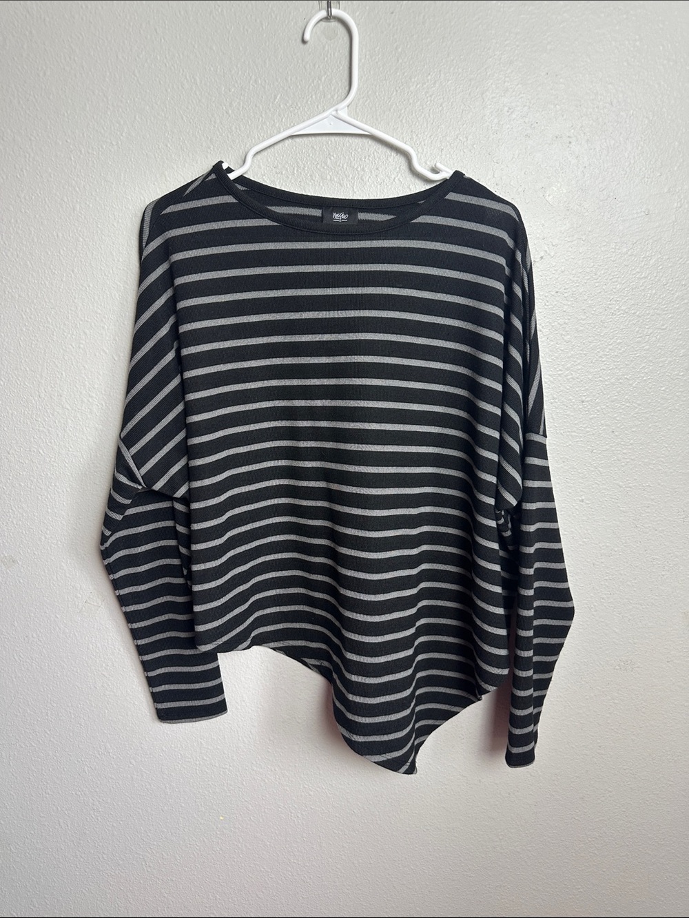 Alternative goth girl Mossimo Supply Co. Black & Gray Striped asymmetrical top